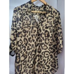 Blouse Leopard Cheetah Print Cals Size Large